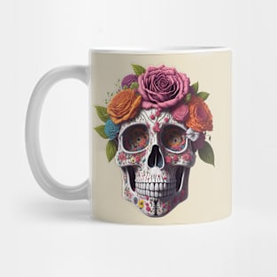 Funny Sugar Candy Skull With Flowers Mug